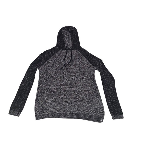 Eddie Bauer Tops - Eddie Bauer Women's Westbridge Marled Knit Hoodie Sweater Black Gray XL